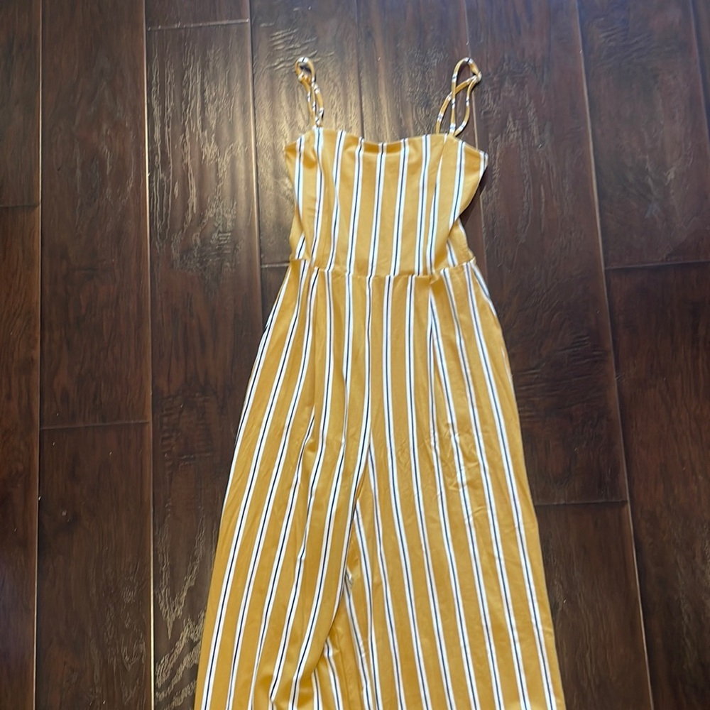 Yellow striped jumpsuit